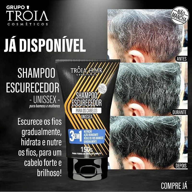 Shampoo Escurecedor 3 Em 1 Para Grisalhos Unissex - 150ml Troia Hair - Imagem 3