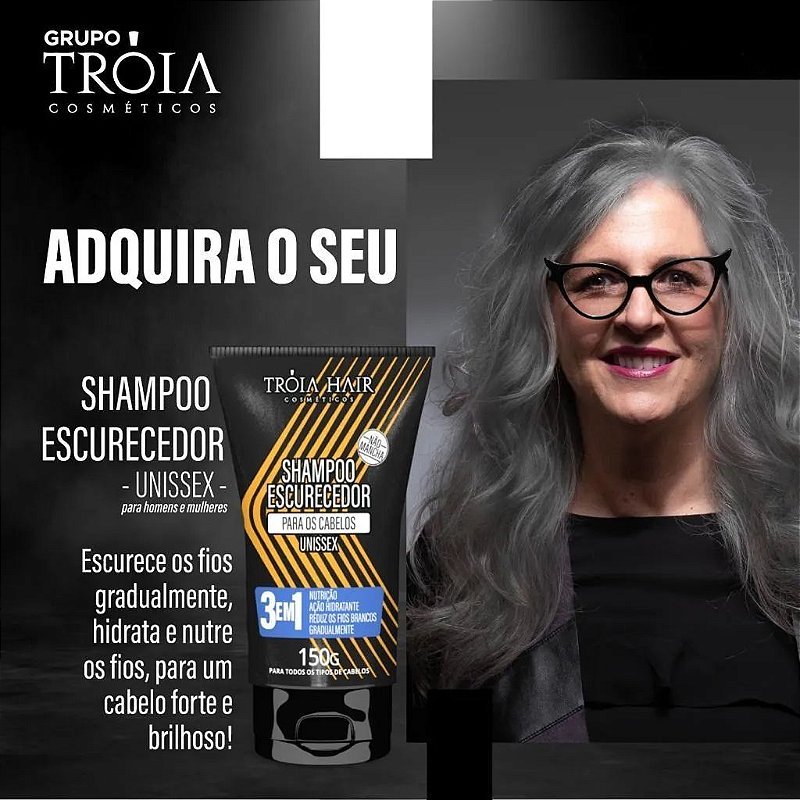 Shampoo Escurecedor 3 Em 1 Para Grisalhos Unissex - 150ml Troia Hair - Imagem 5