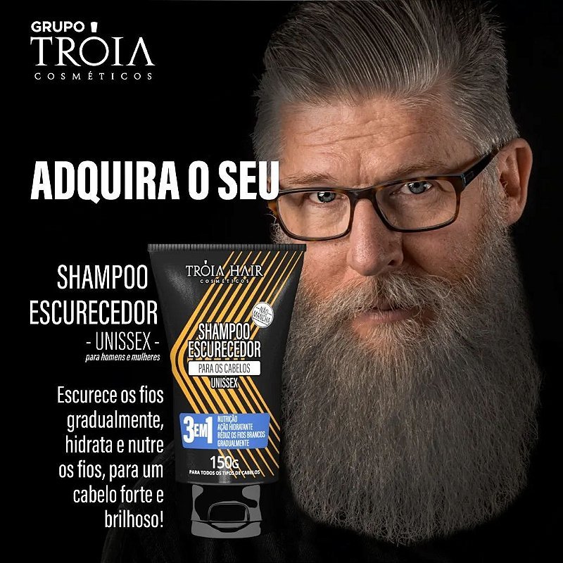 Shampoo Escurecedor 3 Em 1 Para Grisalhos Unissex - 150ml Troia Hair - Imagem 6