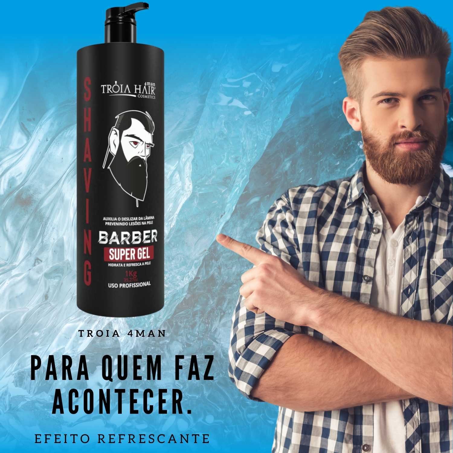 Shaving Barber 4Man Gel Incolor de Barbear 1kg com Aplicador - Troia Hair - Imagem 2