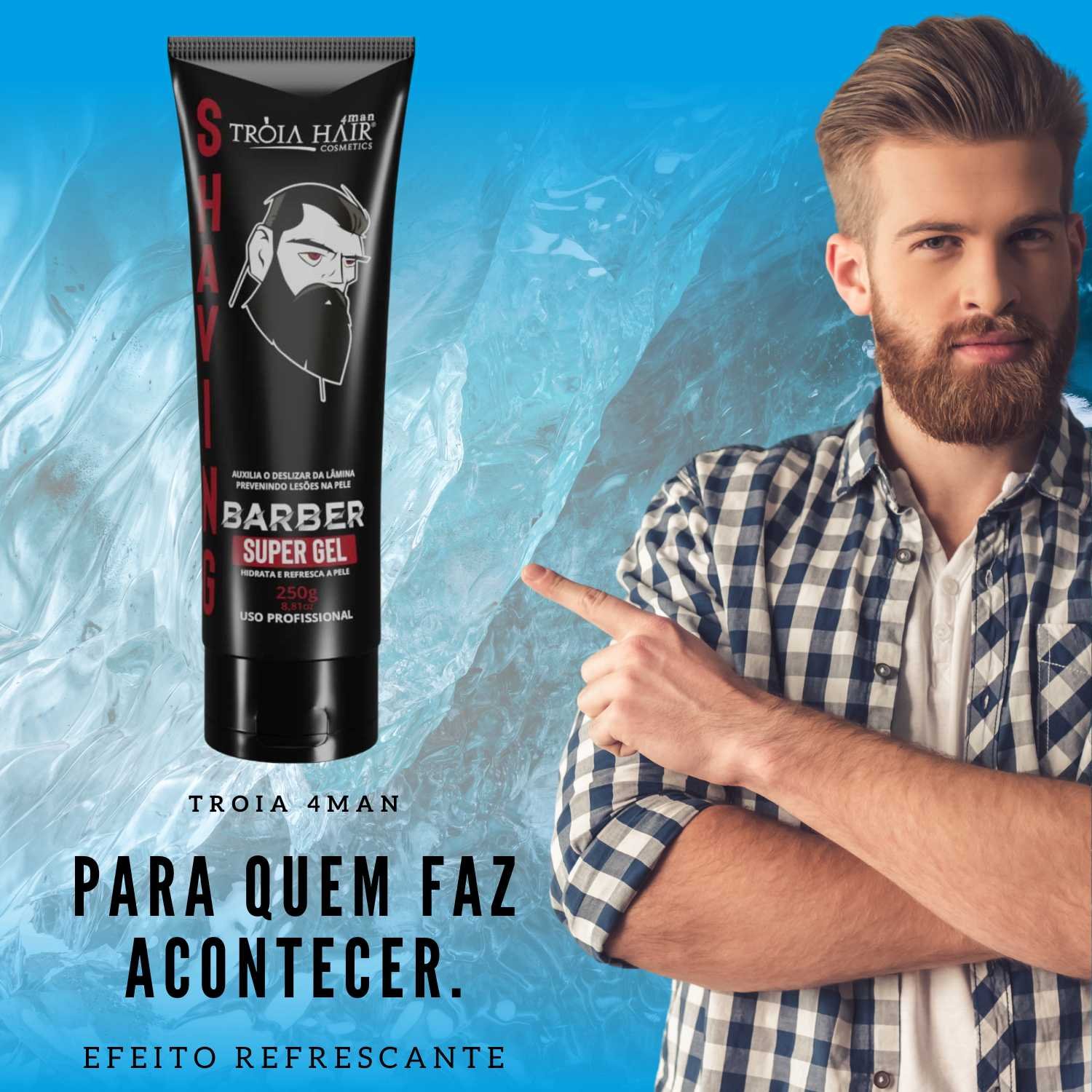 Shaving Barber 4Man Gel Incolor de Barbear Bisnaga 250ml - Troia Hair - Imagem 2