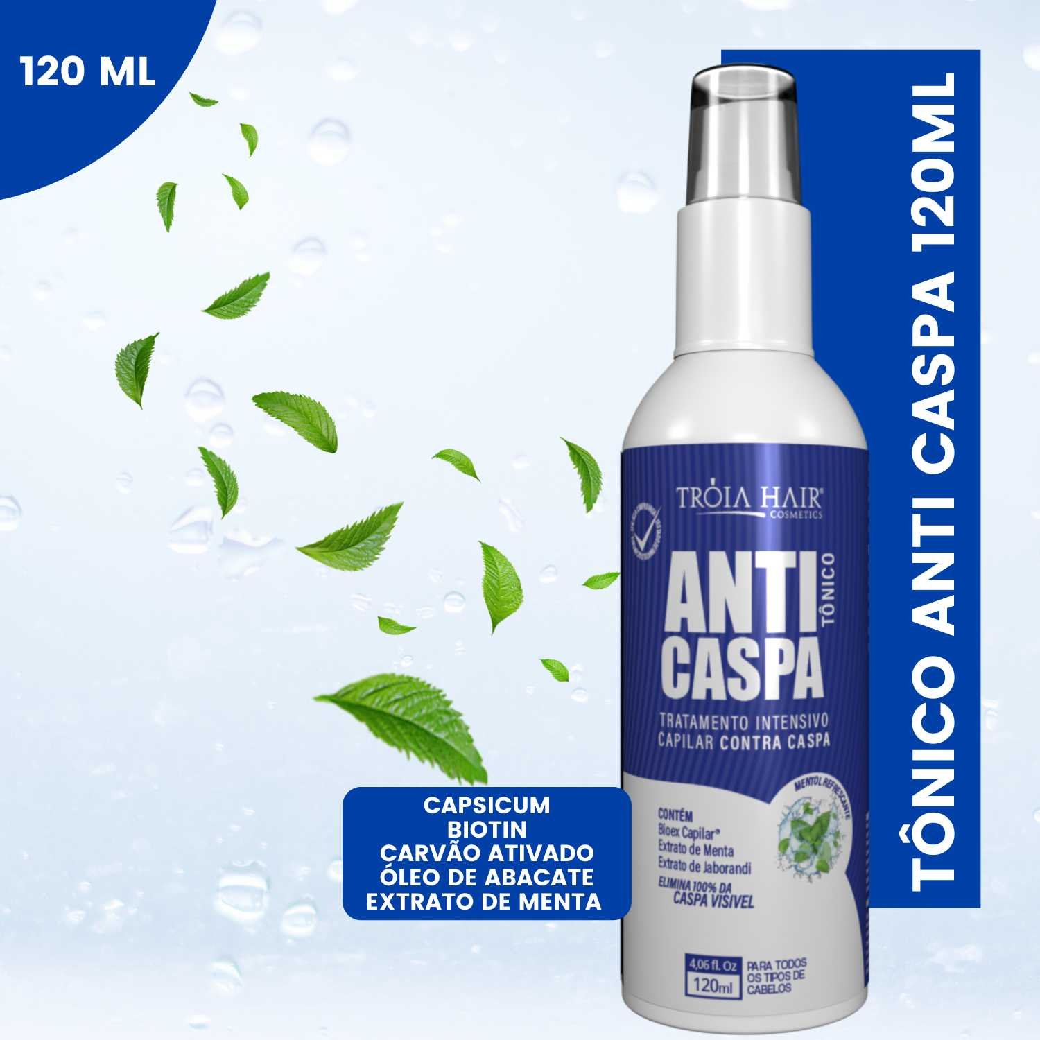 Tônico Anticaspa 120ml Tratamento Intensivo Para Caspa Tróia Hair - Imagem 2