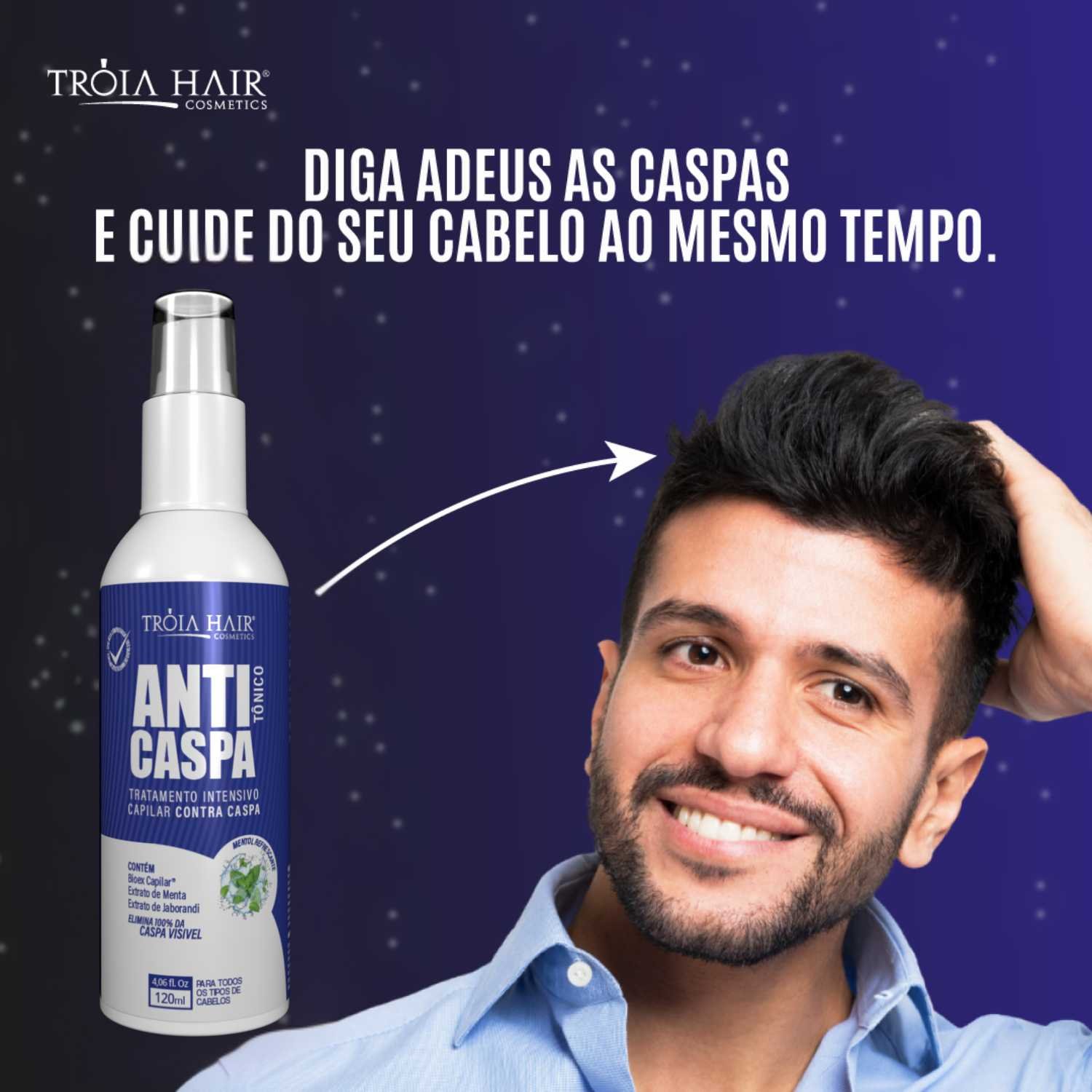 Tônico Anticaspa 120ml Tratamento Intensivo Para Caspa Tróia Hair - Imagem 5