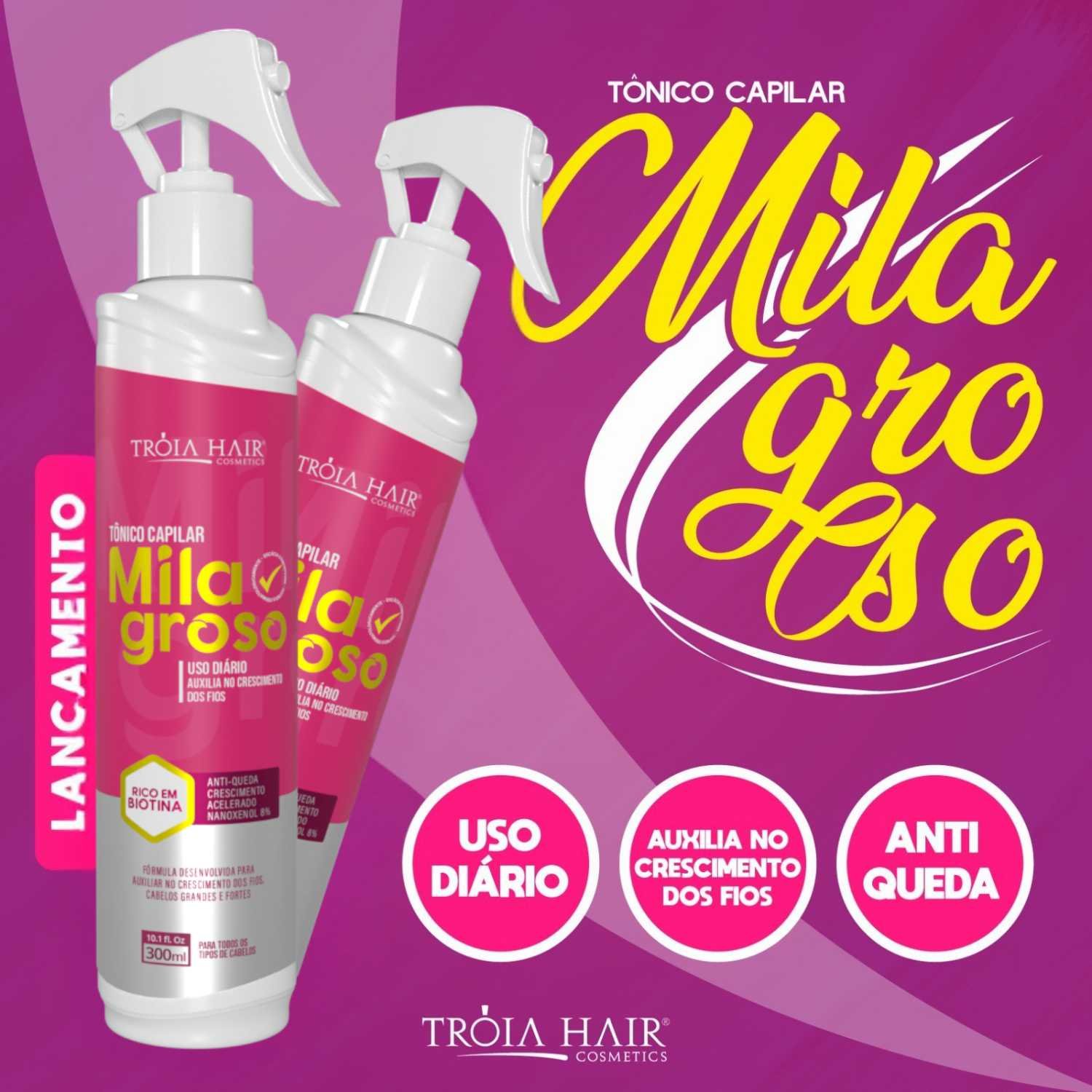 Tônico Milagroso Para Crescimento Capilar E Anti-Queda 300ml Tróia Hair - Imagem 6
