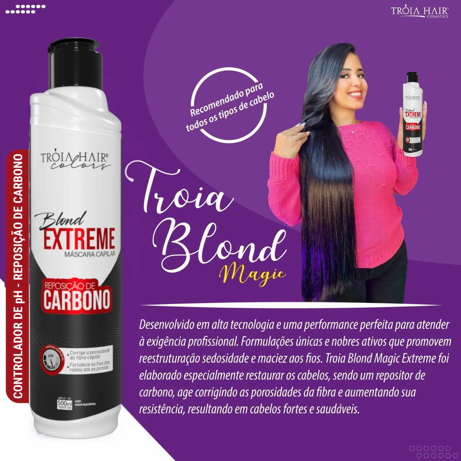 Troia Blond Magic Extreme Repositor de Carbono e Controlador de Ph - Troia Hair 500ml - Imagem 3