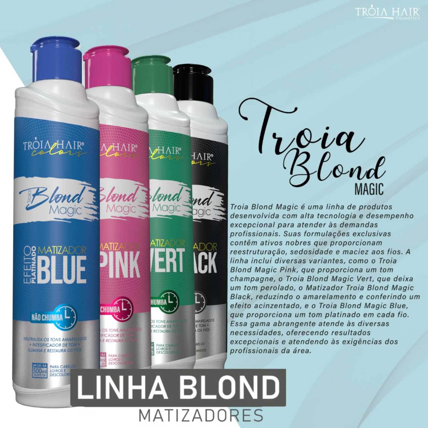Troia Blond Magic Vert Efeito Perolado - Máscara Matizadora 500ml - Imagem 4