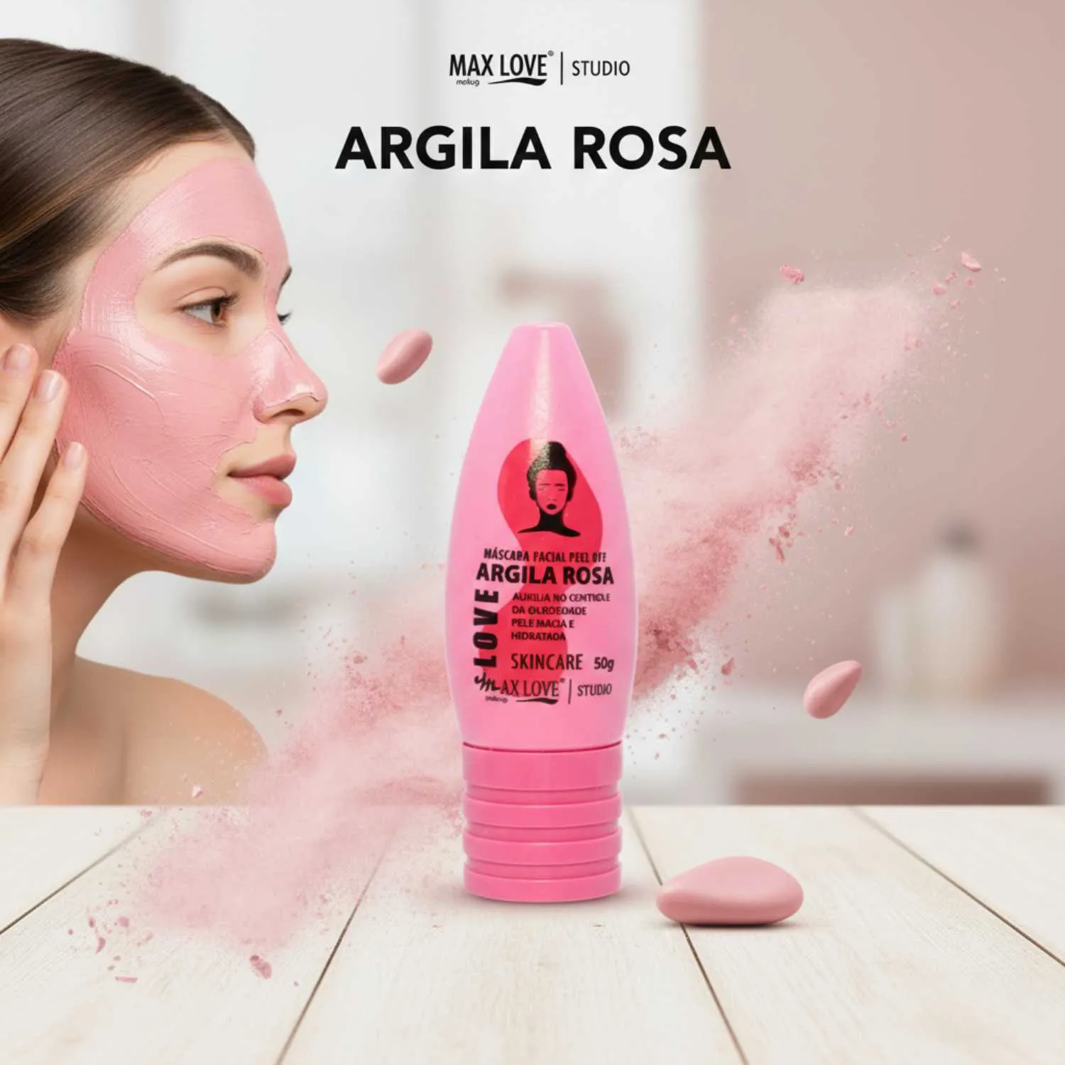 MÁSCARA FACIAL PEEL OFF ARGILA ROSA - 50g - Imagem 3